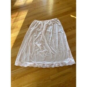 Vintage 1/2 Peachy Pink Pale Skirt Slip Lace Edge
